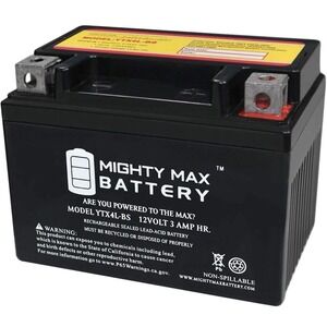 Mighty Max Battery, YTX4L-BS -‎ 12 Volt 3 AH, 50 CCA, Rechargeable Maintenance